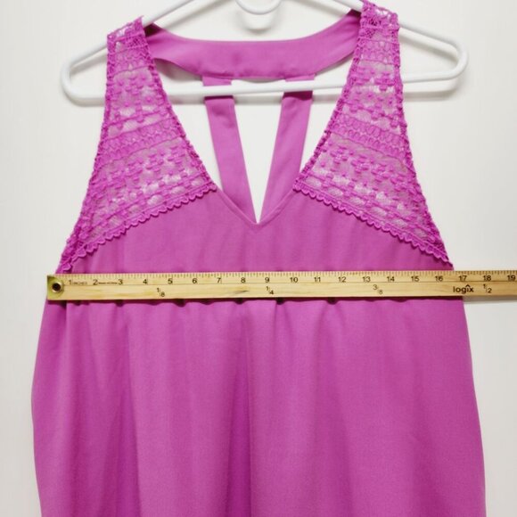 GB Mini Dress Womens Lace Yoke Sleeveless Medium Pink Polyester - Picture 6 of 12